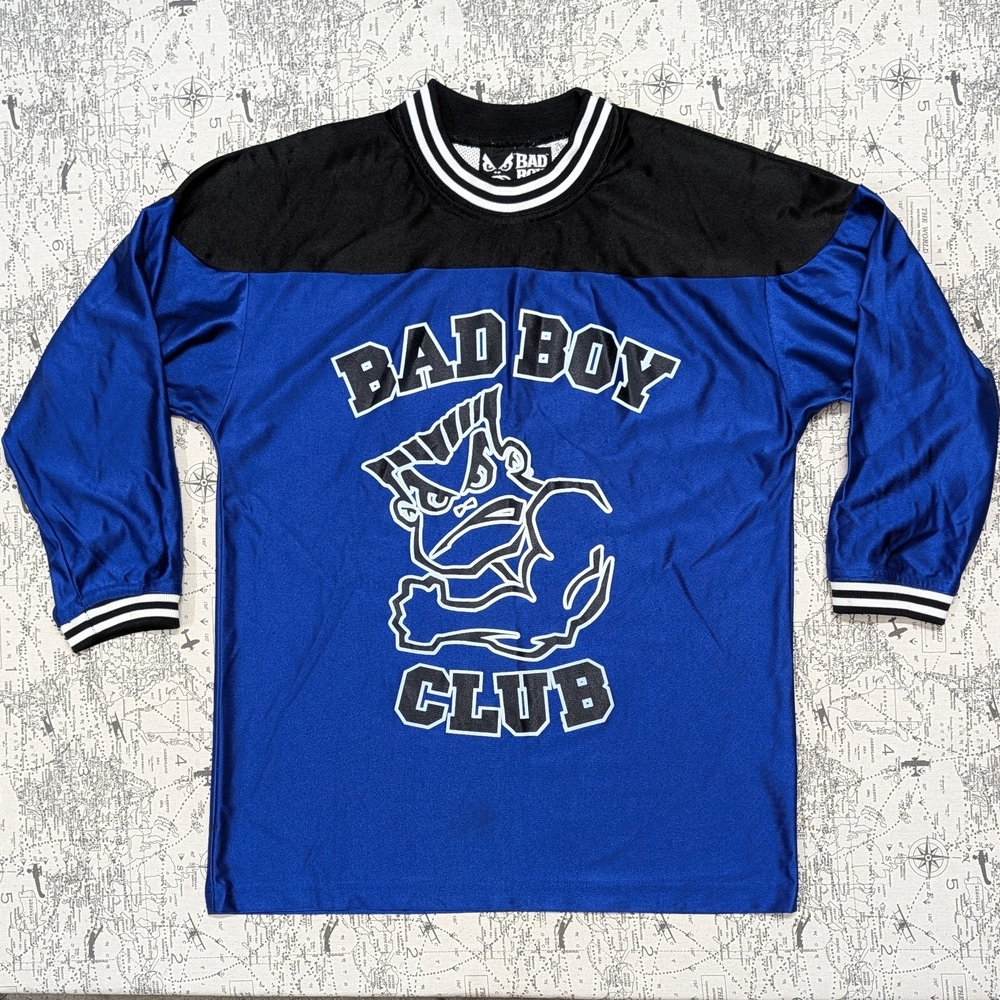 Vintage 90s Bad Boy Club Blue & Black Jersey Size Large Made In USA